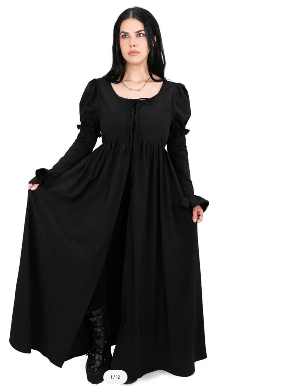 Foxblood Ellen Puff Sleeve Medieval Inspired Duster Maxi Cardigan